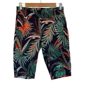 Tahari Blue Bermuda Shorts Tropical Print
